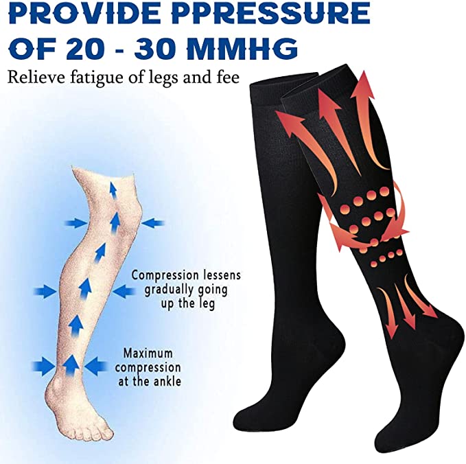 3 Pair Knee High for Varicose Veins, Anti Fatigue, Pain Relief Compression Stockings