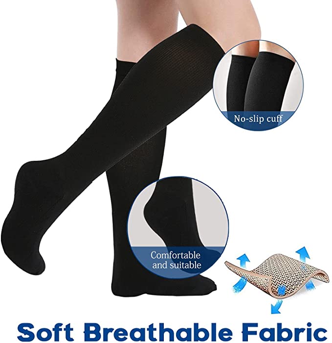 3 Pair Knee High for Varicose Veins, Anti Fatigue, Pain Relief Compression Stockings