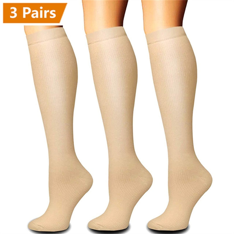 3 Pair Knee High for Varicose Veins, Anti Fatigue, Pain Relief Compression Stockings